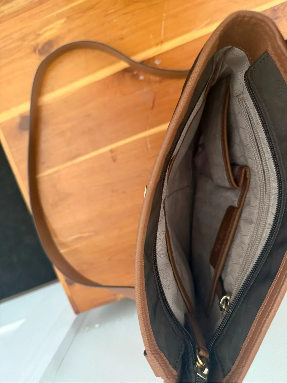 Michael Kors Black Crossbody with Brown Trim